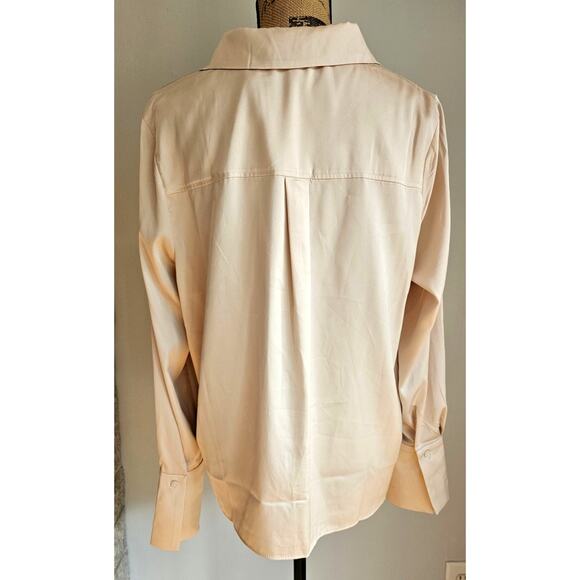 Topshop Button Down Silky Cream Blouse, Casual, Business, Corpcore,  Womens Sz 8 - Picture 3 of 6